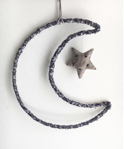 Moon +  Star - 2 sizes & many prints or sequin colours to available