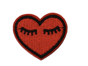 Iron on Embroidered Patch Badge - Heart with Lashes