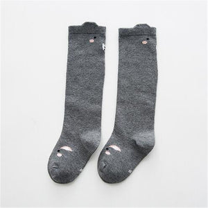 Squirrel Knee High Long Socks  - Grey