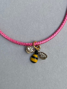 charm necklace - Bee (you choose the cord & tin colour)