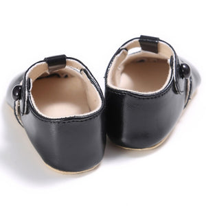 Leather T-Bar Baby Shoes - Black