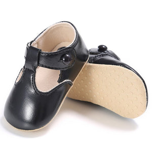 Leather T-Bar Baby Shoes - Black